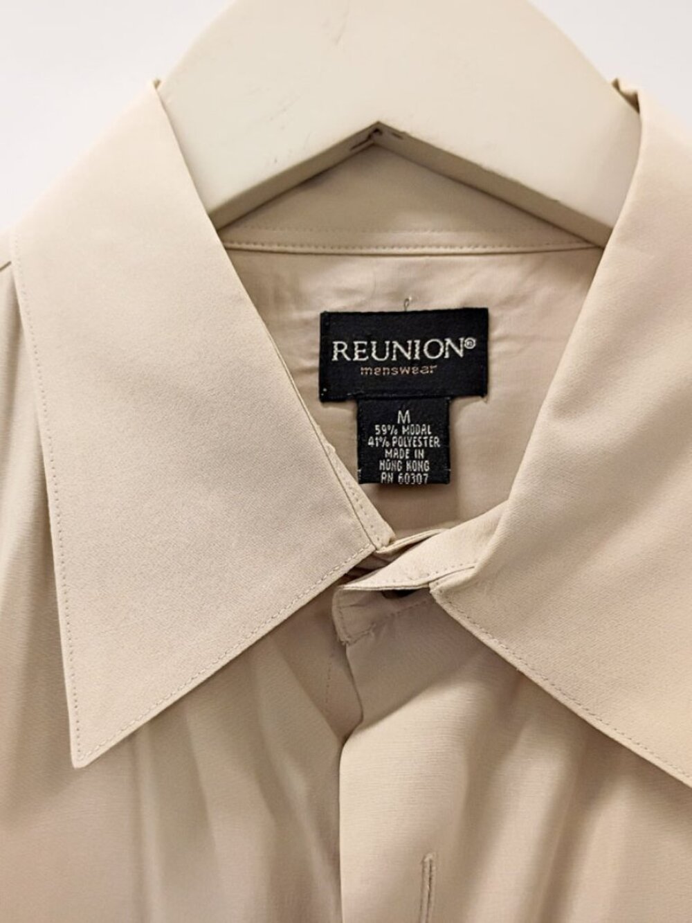 VTG Reunion Long Sleeve Button Down Shirt Men's Medium Tan Dadcore Y2K